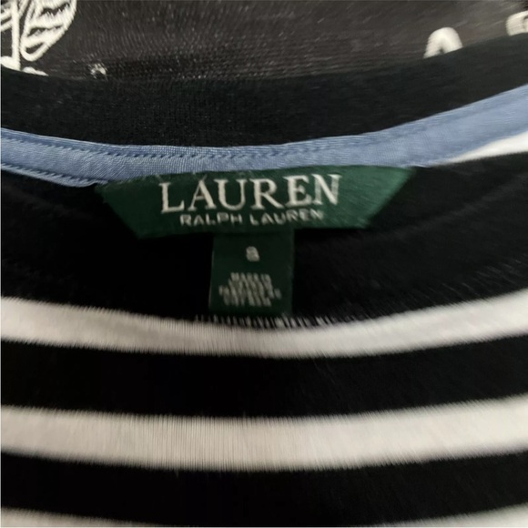 Lauren Ralph Lauren Black & White Striped Short Sleeve Blouse Women Size Small - Picture 6 of 6